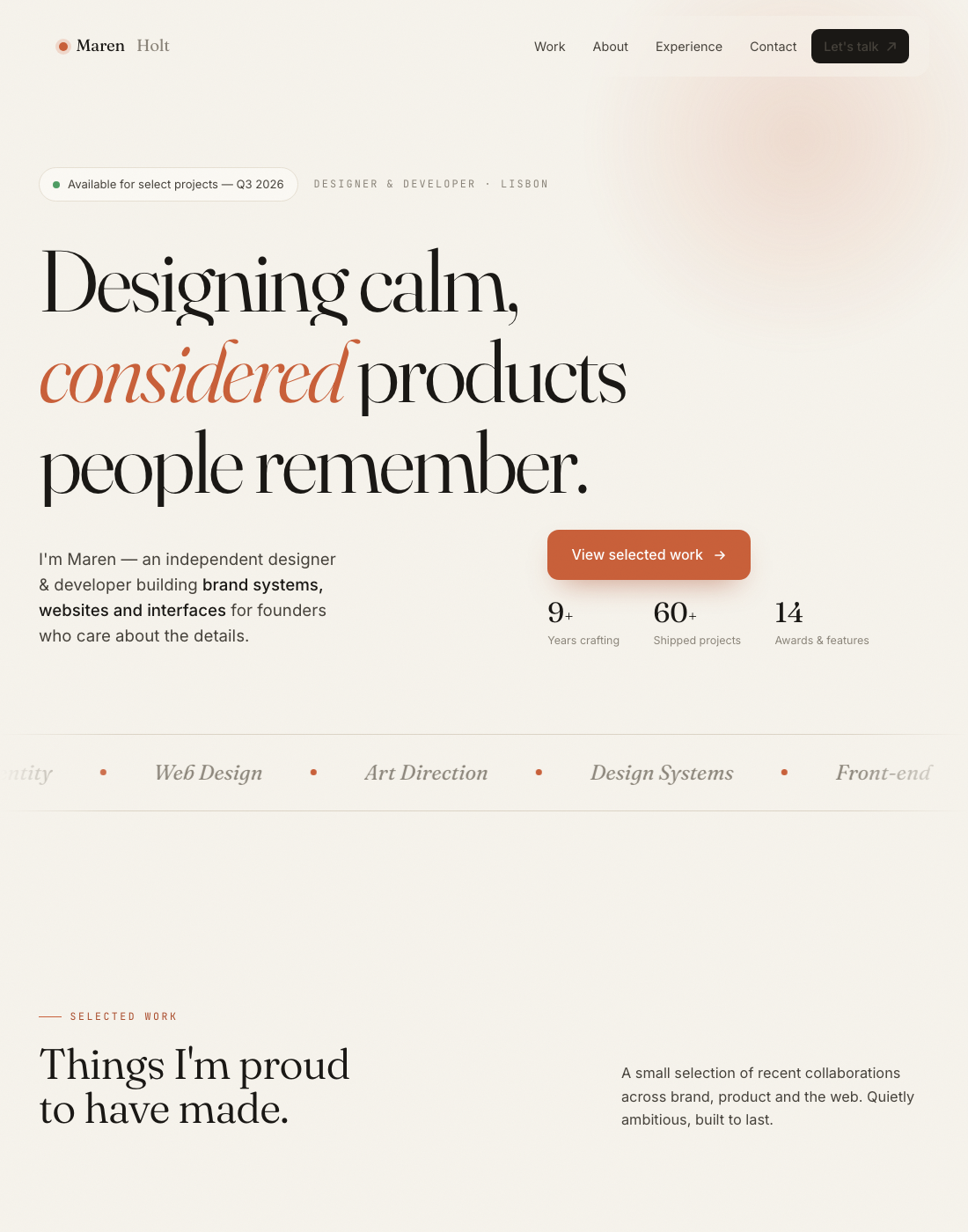 Atelier — personal portfolio template
