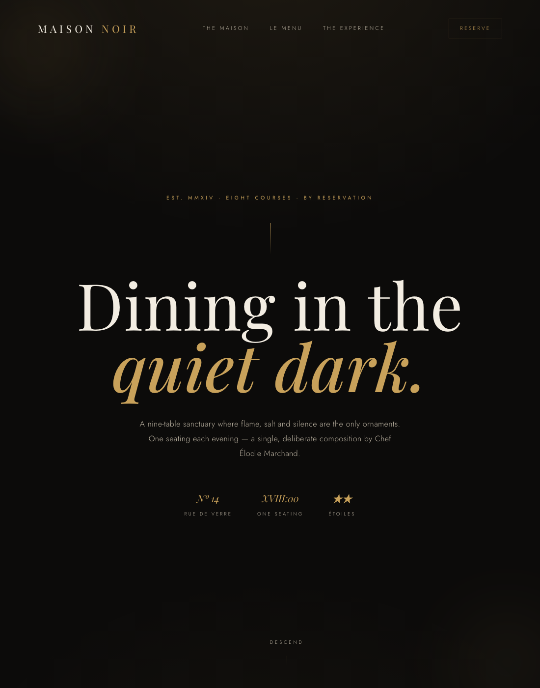Maison Noir — fine dining restaurant website